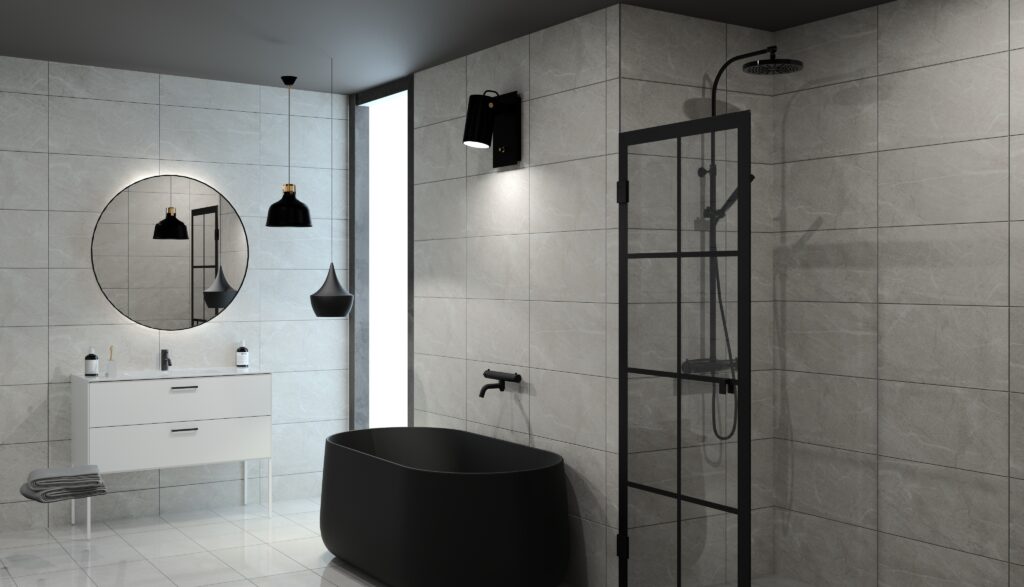 Urban Industrial Bathroom - Concrete Tiles