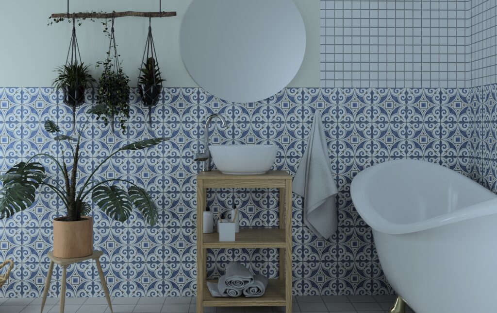 Farmhouse Style Tiles in a bathroom