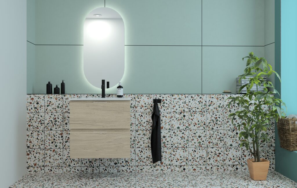 Speckled Tile Bathroom