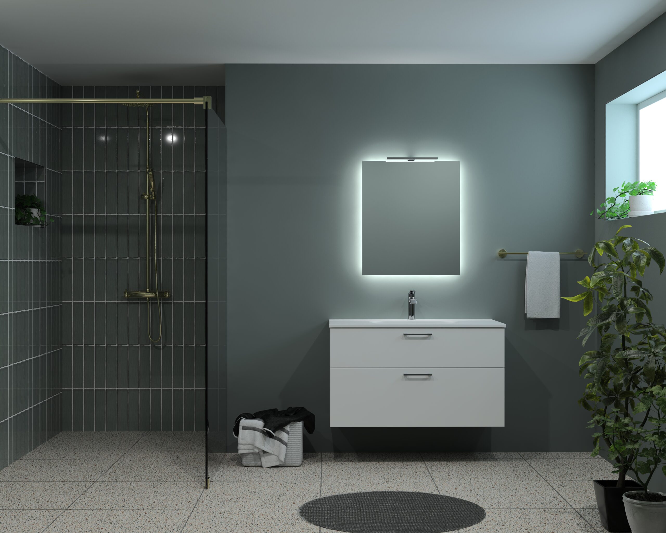 Earthy Greens Bathroom design in Spark Blueprint