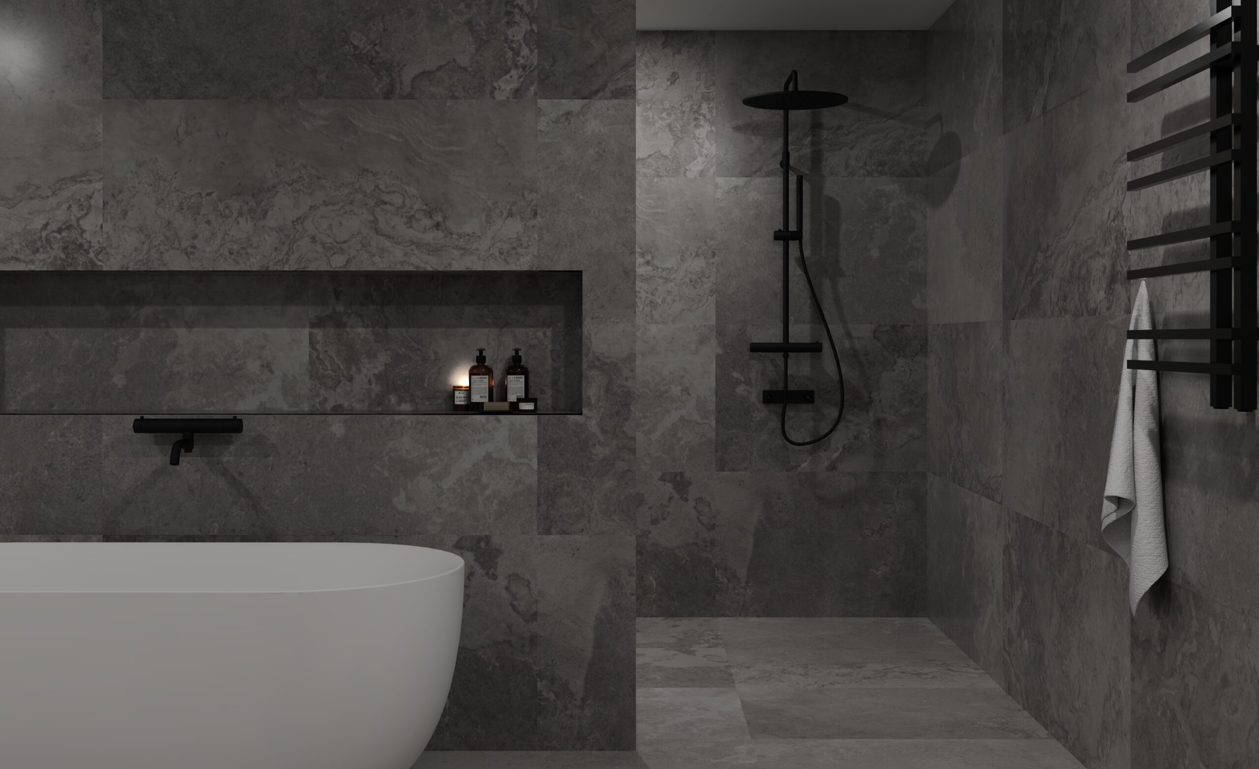 Natural Stone Large Tile Bathroom